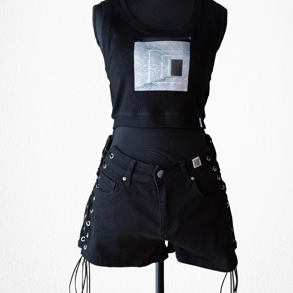 Micro shorts with grommets & lace